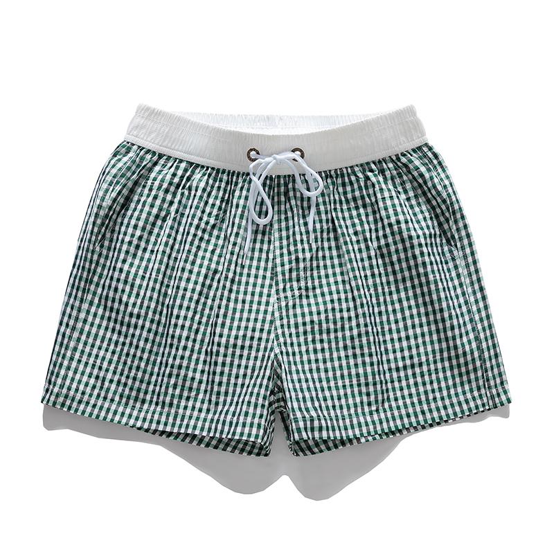 Men's Gingham Check Casual Shorts – Elastic Drawstring Waist Pocket Shorts for Summer Daily & Streetwear