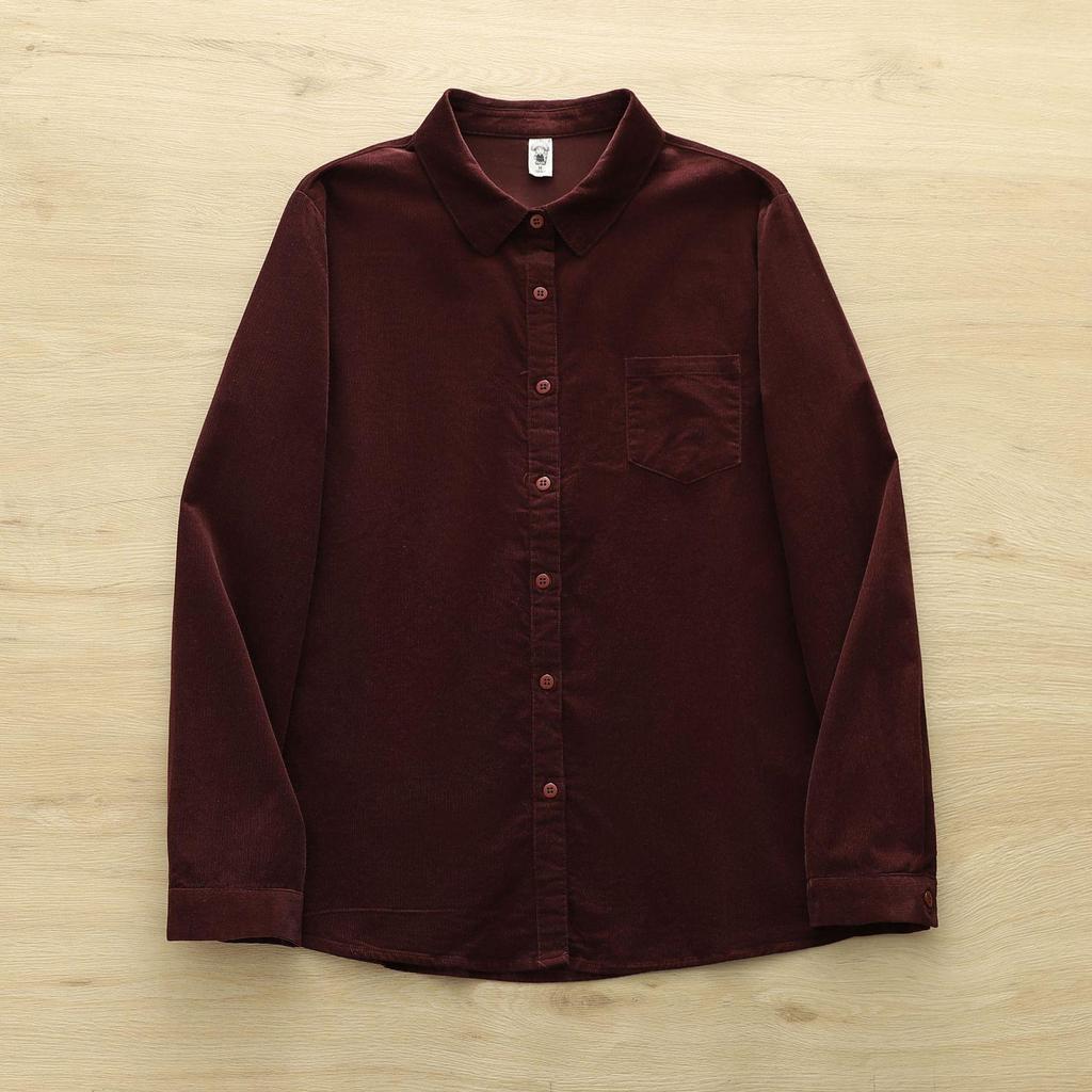 Pure Cotton Corduroy Women's Long Sleeve Shirt - Artistic Casual Style for Spring & Autumn (8372)