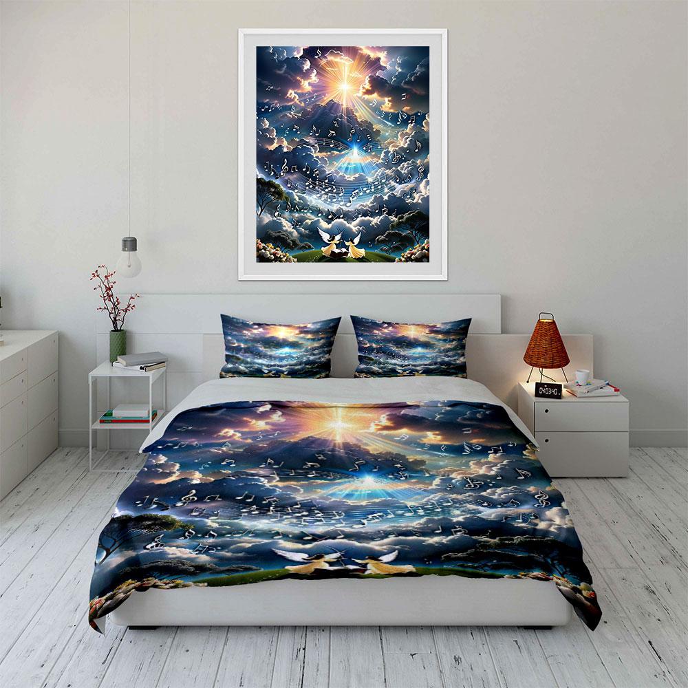 Sunlight, clouds, music notes. Bedding sets Duvet cover sets Duvet covers Pillowcases(1*Duvet Cover 2*Pillowcases without duvet insert)