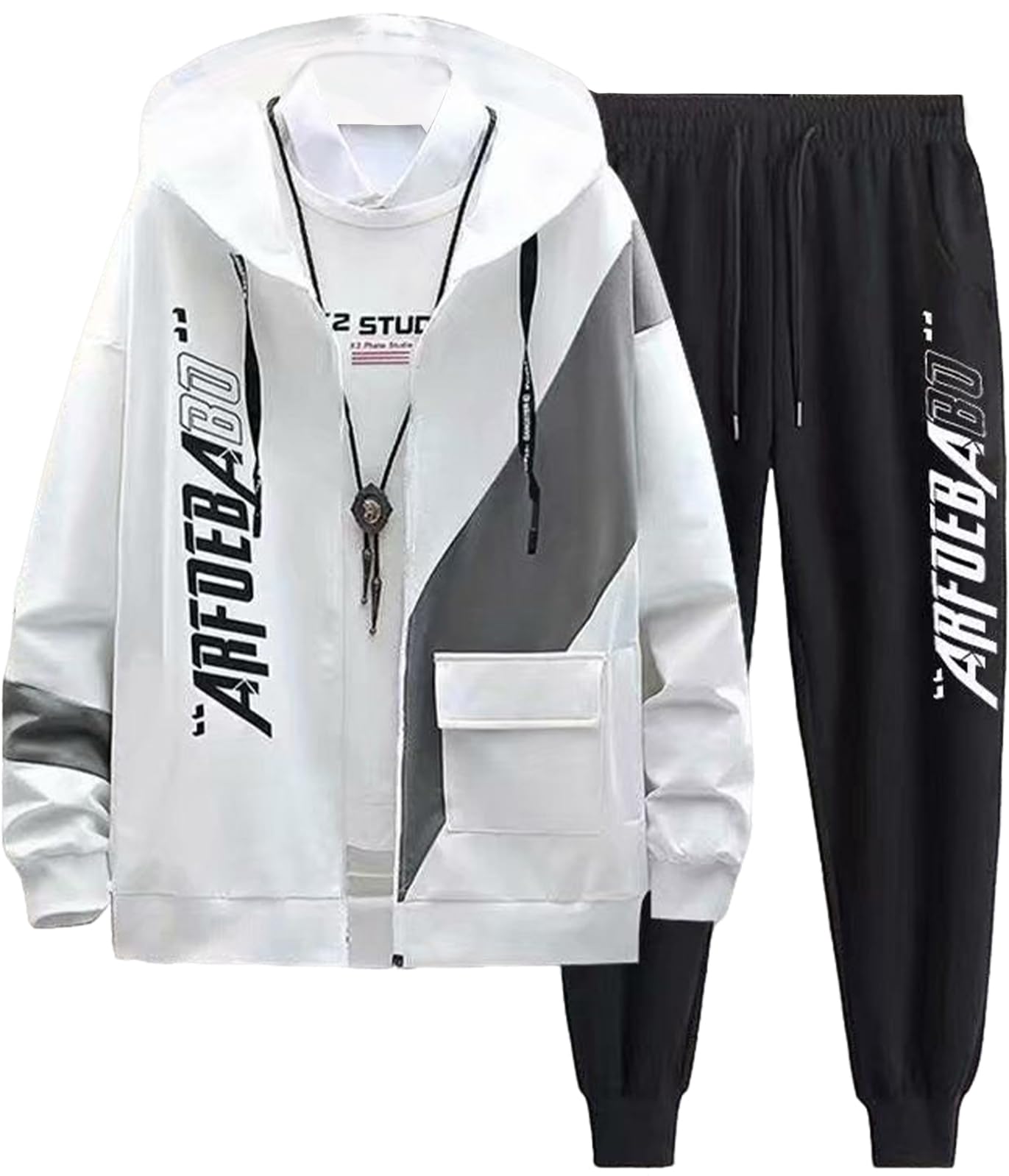 

Neiman by Long Sleeve Hoodie and Jogger Perfect for Outdoor Size Men s 2-Piece Set Pants, Activities, White, L, 5S-N13-WHL белый