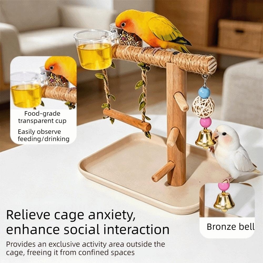 Durable Parrot Tray Rack Bite Resistant Bird Platform Food Box Parrot Perch Shelf Pet Interactive