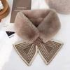 Winter Scarf Women's Knitted New Korean Version Student Thickened Warm Plush Scarf Woolen Cross Wool Collar