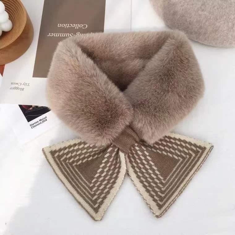 Winter Scarf Women's Knitted New Korean Version Student Thickened Warm Plush Scarf Woolen Cross Wool Collar