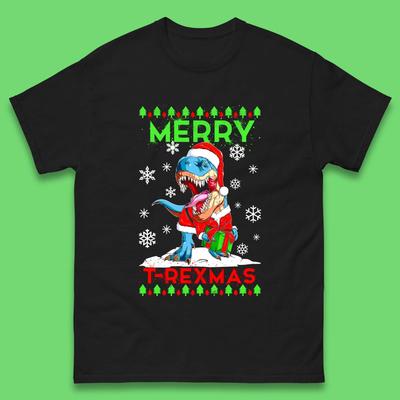 Merry T-Rexmas Christmas Mens T Shirt Womens Tops Tees Christmas Dinosaur Top