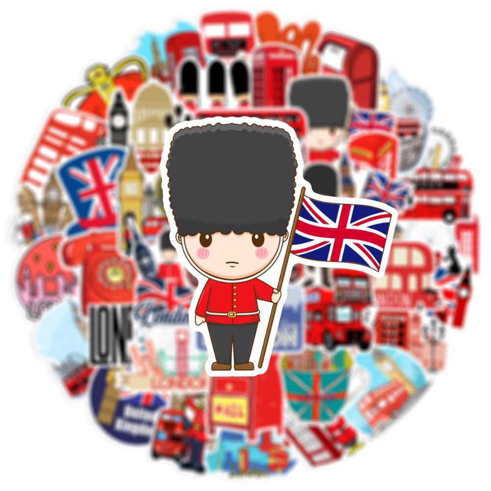 10/50 Pezzi Adesivi Stile Britannico Classico per Laptop Bagagli Adesivo Autobus Rosso Cabina Telefonica Londra Inghilterra Giocattoli Decorativi Rossi Vendita all'Ingrosso