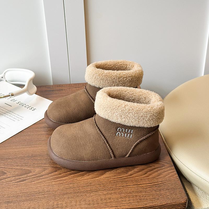 2025 winter popular children's snow boots girls Korean version warm cotton shoes piled and thickened boys medium top large cotton shoes