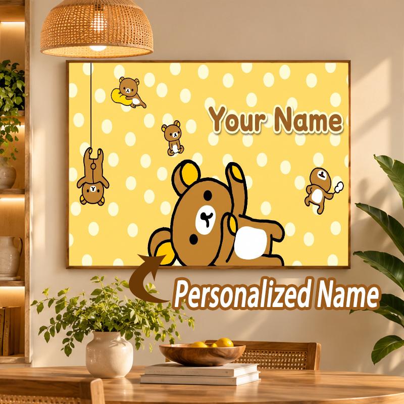 Custom Name Rilakkuma 5D Diamond Painting Personalized Full Drill Diamond Art Kit Gift