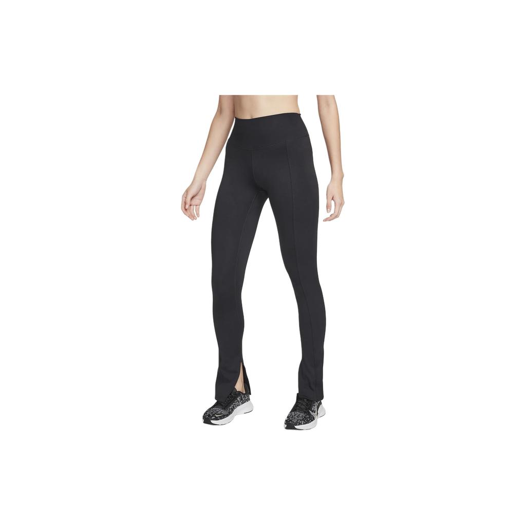 Nike Solid Color High Waist Split Hem Knitted Sports Pants Women Bottoms Black FN4149-010