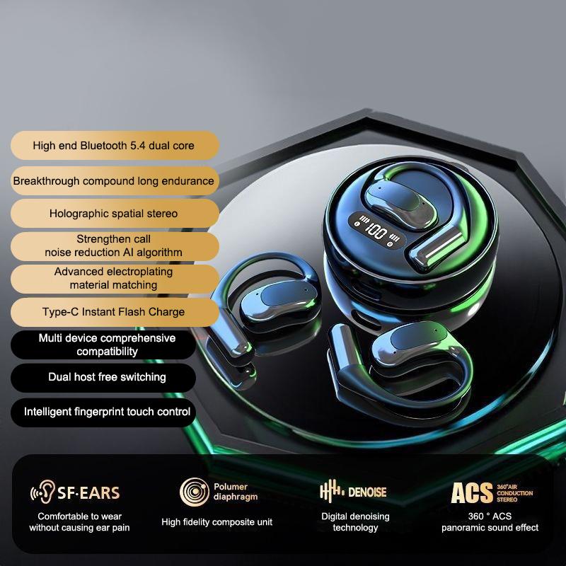 

Bluetooth Headphones With Air Bone Conduction Wireless Ear-Hook Design Suitable For Sports Non-In-Ear Long Battery A2