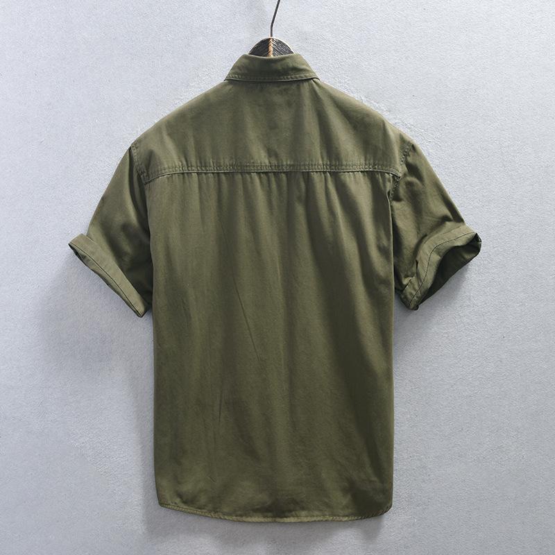 Summer Men Shirts Japanese Style Cargo Short Sleeve Shirt Male Pure Cotton Double Pockets Casual Shirt Youth Streetwear Loose Top