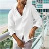 Men's Summer Shirt Button-down Shirt Long-sleeved Plain-coloured Collared Shirt Spring/Summer Casual Everyday Wear