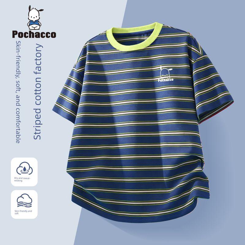 Pacha Dog Boys  Short-Sleeve T-Shirt Children s Summer Wear 2026 New Striped Top Trendy Cool Stylish for Older Children Summer Thick Plate Tipacha K Blue Gold 130