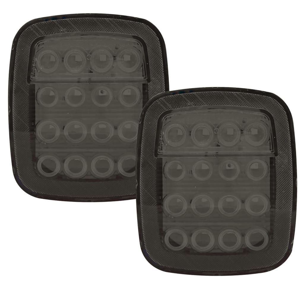 Ygmylandbb Truck Tail Light 24V Square LED Trailer Boat Light Truck Tail Light Turn Integrated Red and White Light 16 LED Set of 2 "Stop, Small,