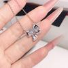Clear Sky Pink Zircon Bow Necklace, S925 Sterling Silver, Micro-set Fine Chain, Everyday Wear.