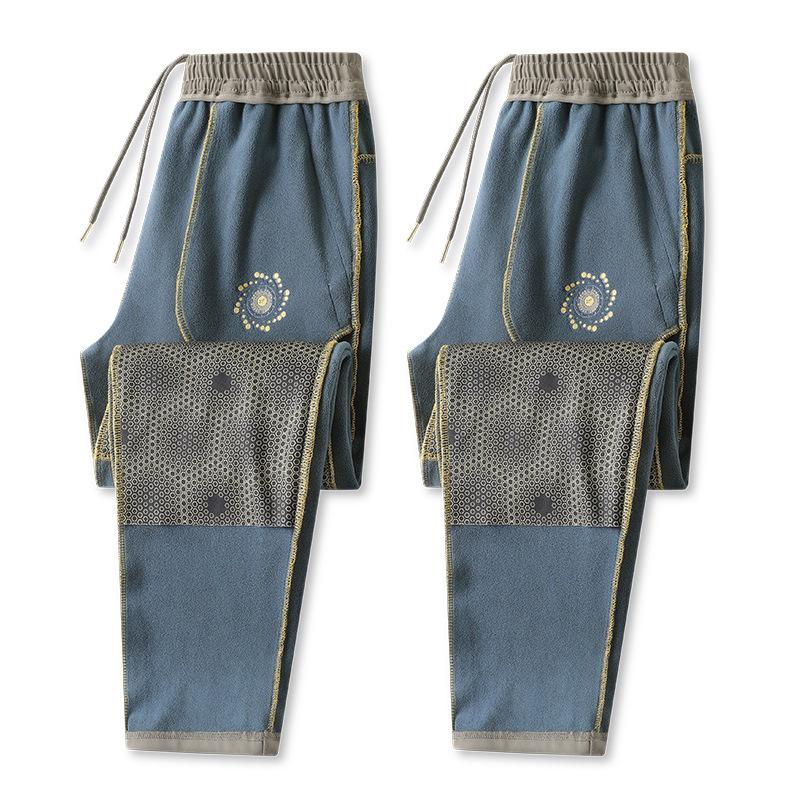 Winter Trousers for Men Fleece-Lined, Thickened, Loose-Fit Windproof, Waterproof, Warm Casual Sports Trousers