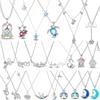 Exquisite Women Blue Sea Turtle Animal Moon Cat 925 Silver Necklace Heart Love Jewelry Anniversary Fine Gift Accessory