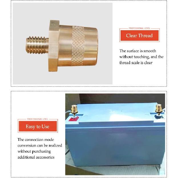 Battery Terminal Connector, Auto battery Terminal Brass Post Adapter, Top Post thread Terminal Charging Post Extender Adaptor Taper Conversion Screw