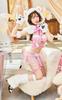 Cosplay Gingham Teddy Animal Bear Pink Tulle Fluffy Checked Bear Ears Costume Disguise Marie Moon 9 Piece Set [Malymoon] S9535-2 (Pink)