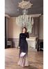 2024 Autumn Gradient Tie-dye Slimming Pleated Long Dress for Women