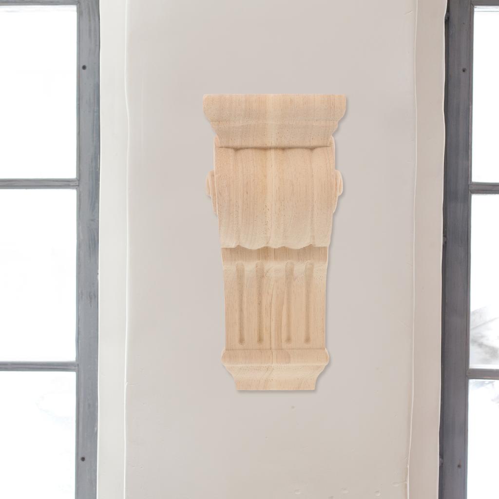 8X17X8Cm Solid Wood Column Capitals Decorative Corbels Carved Wooden Corner Brackets Furniture Overlays Home Appliques Wood Trim
