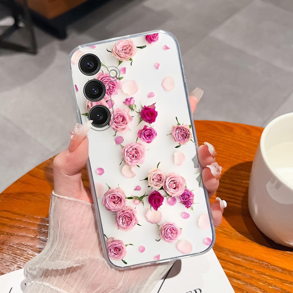 

For Samsung S25 Plus Ultra FE Case Cool Flower Phone Back Cover For Samsung S 25 Galaxy S25+ Soft Transparent Anti Drop Housing Samsung S25