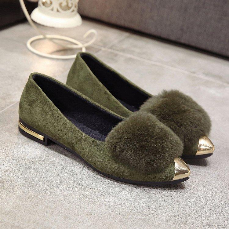 Sapatos individuais femininos 2025 primavera camurça pelúcia bico fino um pedal sapatos preguiçosos biqueira metálica sapatos femininos