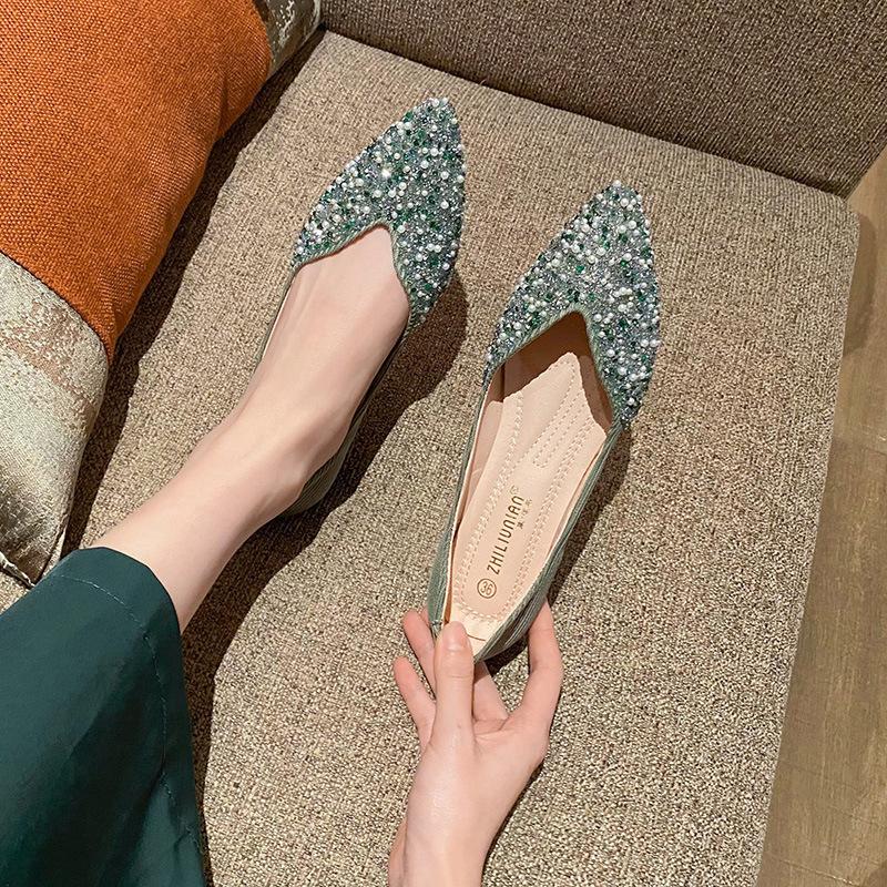 

33 34 размер туфли-лодочки женские на плоской подошве с мелким вырезом новые туфли Doudou летние женские туфли большой размер 41-43 34 зелёный