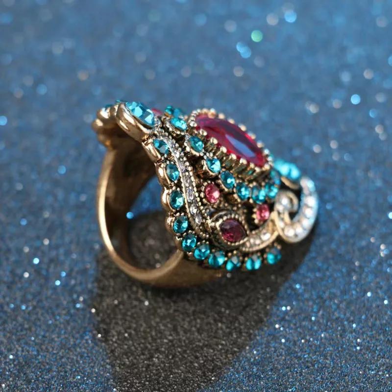 Vintage  European Retro Ethnic Style Full of Inlaid Zircon Women's Fashion Personalized Ring Jewelry Fashion Accessories New
