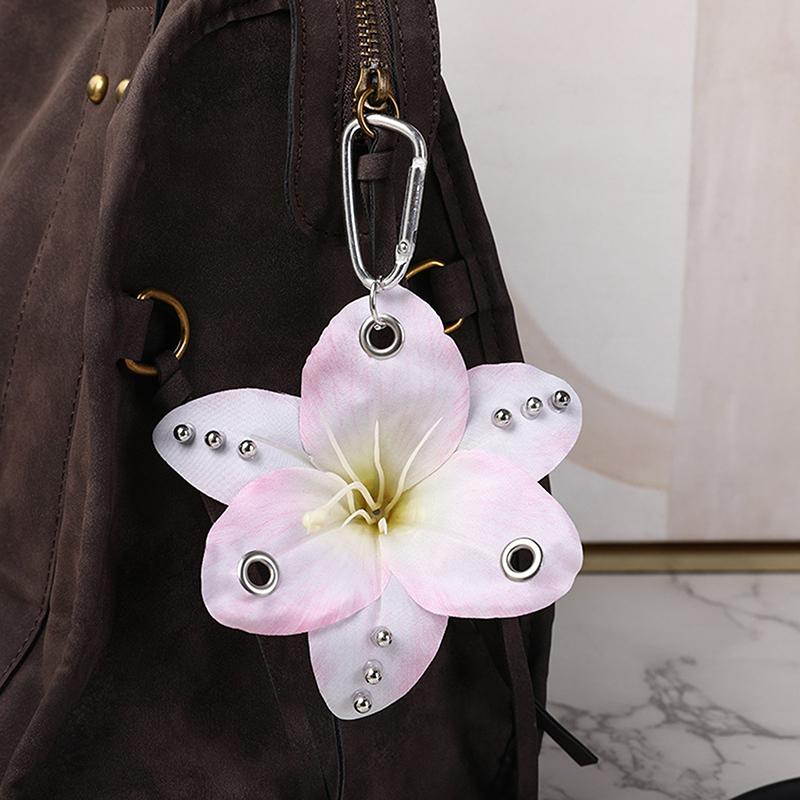 

Креативный кулон в виде сумки с цветами, изысканный брелок с орхидеей фаленопсис и лилией, аксессуары для украшения рюкзака, подарки розовый