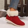 Large Size Snow Boots for Women's Autumn and Winter New Flipped Plush Thickened Snow Boots Cotton Boots Cotton Shoes for Women