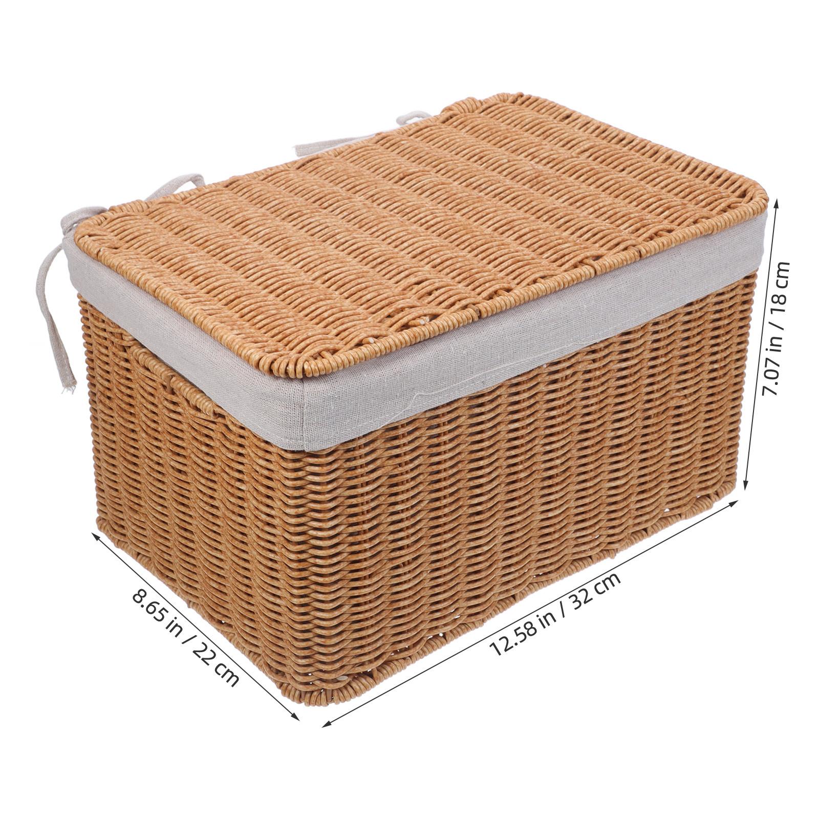 Large Rectangular Wicker Storage Basket Lid