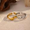 Yousheng Women Finger Ring V-Shaped Curved Geometric Adjustable Fit Open Ring Stainless Steel Texture Architecture Design Slimming Effect Stacking