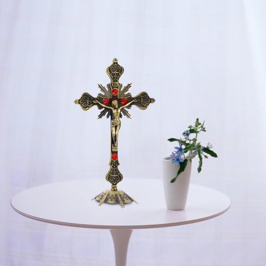 Church Relics Jesus on The Stand Cross Wall Crucifix Antique Home Chapel Decorations Ornamemts