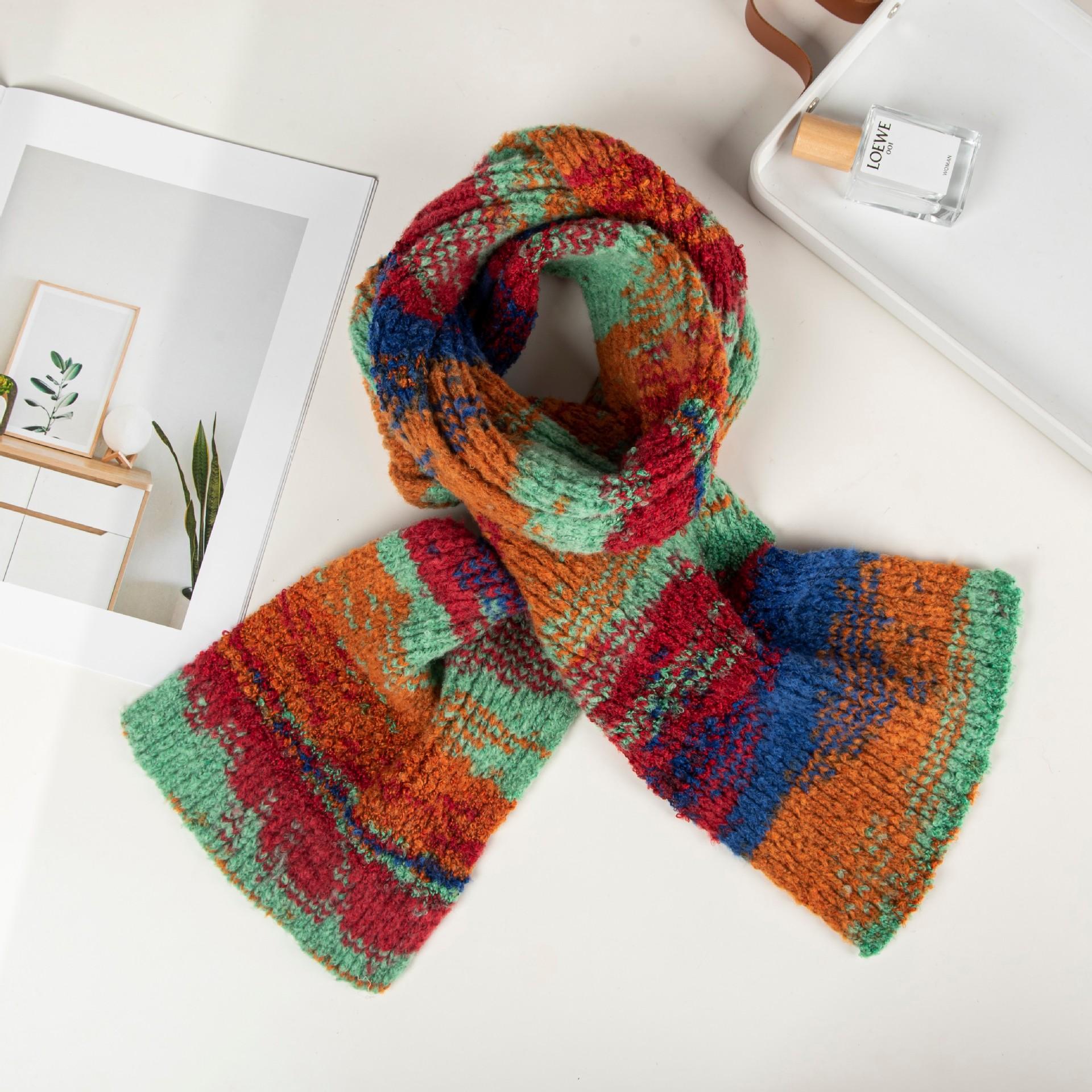 

Новый осенне-зимний шарф-шаль из крученой пряжи для девочек, жаккардовый с коротким ворсом, с рисунком гинкго билоба 190*40CM зелёный