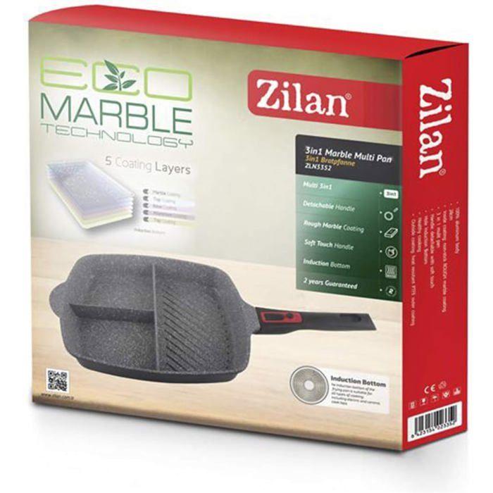 Poêle 3 en 1 - Antiadhésive - 28 cm - 4 Compartiments - Aluminium - Compatible Induction