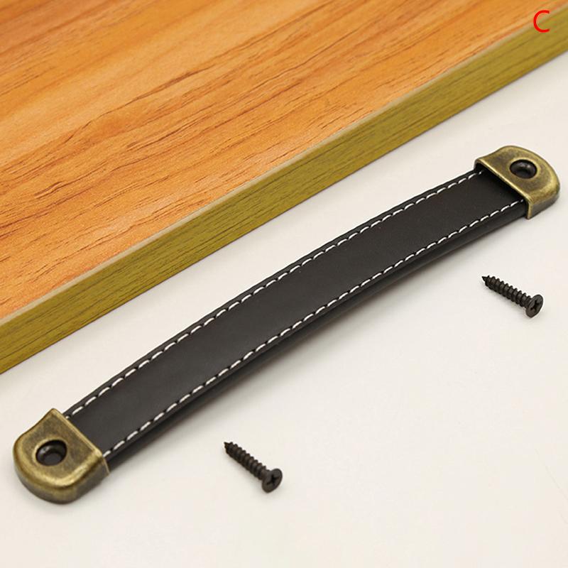

Furniture Handles Cowhide Wardrobe Drawer Door Pull Leather Kitchen Cabinet Handles Hardware Door Handle