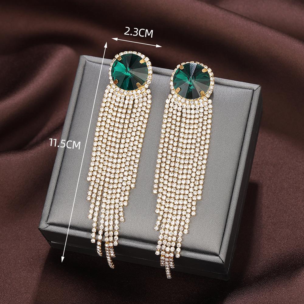 Exaggerated Wind Diamond-Set Fringed Earrings, High-End Niche Design, Exquisite Earrings, Personalized Long Earrings