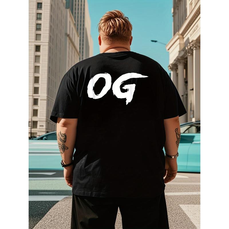 European sizes Men'S OG Graphic Back Print T-Shirt - Bold White Lettering on Black, Casual Streetwear Tee with Round Neck & Short Sleeve