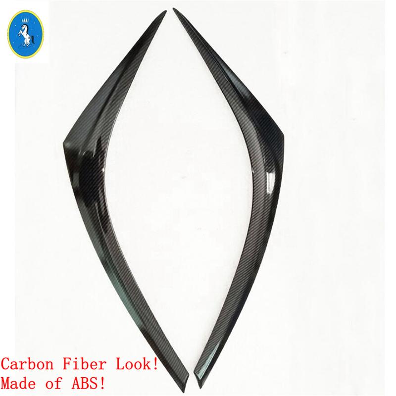 Shiny / Carbon Fiber Front Head Lights Lamps Eyelid Eyebrow Stripes Panel Cover Trim Accessories For Toyota C-HR CHR 2016 -