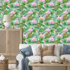 Flamingos, flowers and tropical leaves wallpaper for living room and bedroom 50x1000