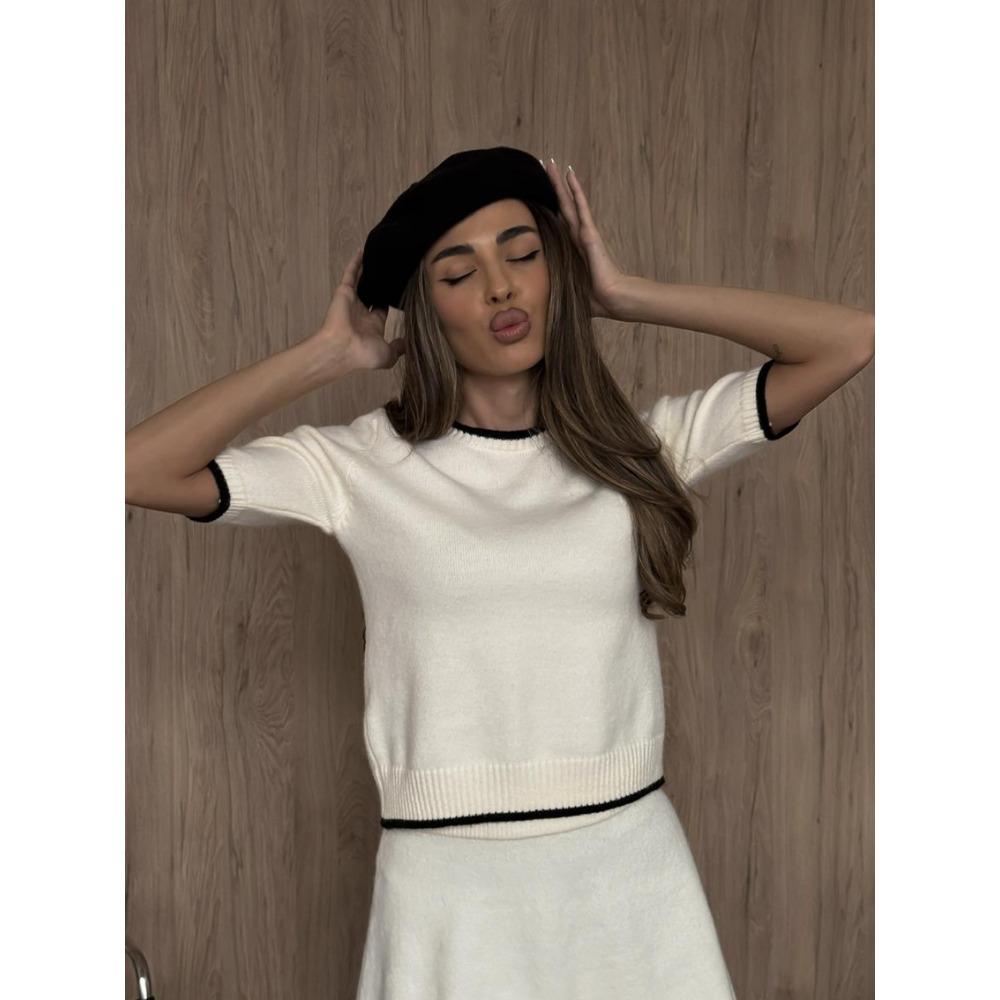 Hirsionsan Elegant Soft Vintage Women Suits 3 Pieces Skirt Sets Cardigan Short Sleeve Sweater & Mini Skirt Knitted TrackSuit