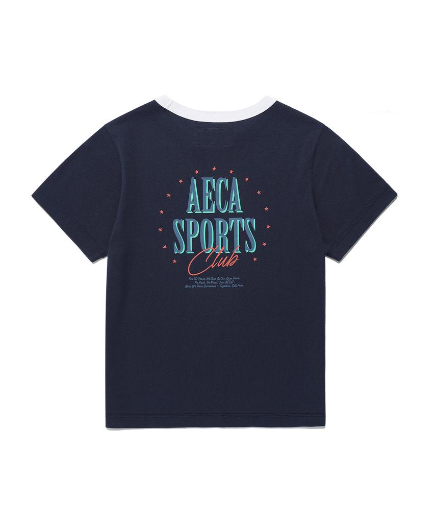 AECA (Woman) Sports Club Ringer Half Sleeve Tee-Navy
