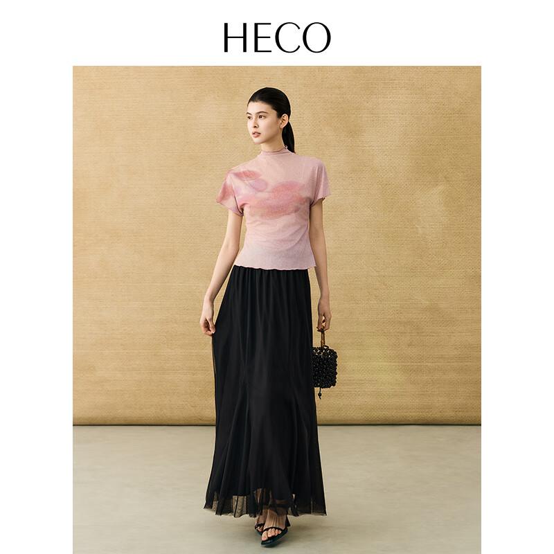 HECO New Chinese Style 2025 Summer Gradient Lightweight Short Sleeve T-shirt