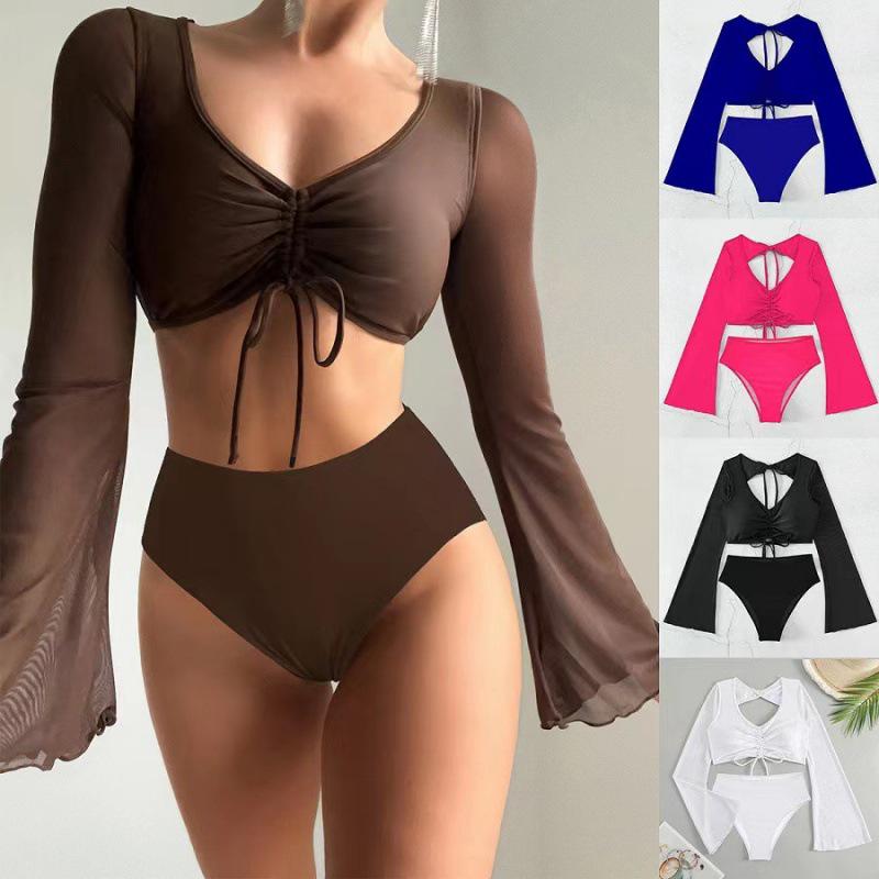 

2023 Stylish Split High Waist Mesh Swimsuit Extra Large синій