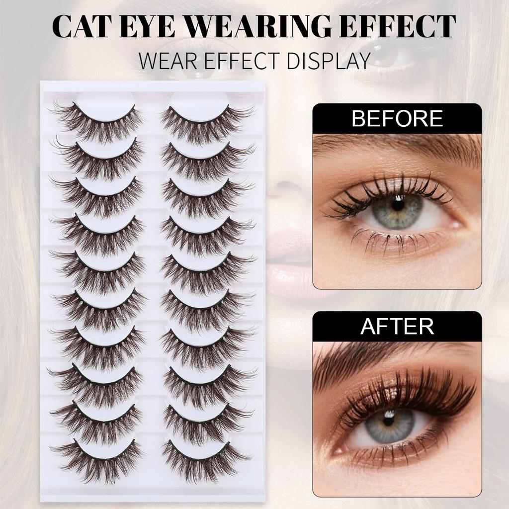 Bulk Pack 10 Pairs for Wispy Volume False Eyelashes Natural Look Faux Mink Cruelty-Free Custom Logo Sets Mix Length