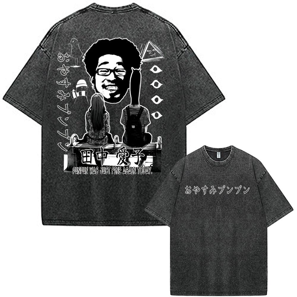 Manga Oyasumi Gute Nacht Punpun Gott Aiko Tanaka Vintage Gewaschene T-Shirts Herren Damen Kleidung Mode Freizeit T-Shirts Streetwear