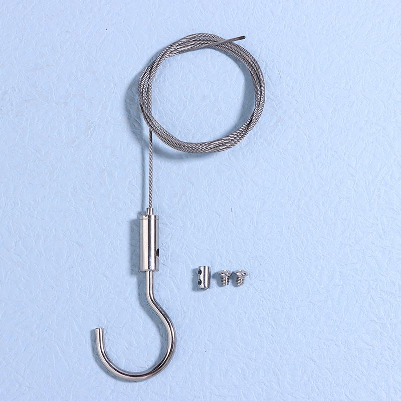 Adjustable Automatic Wire Rope Spring Hook Clothesline Picture Hanging Suspension Code Cable With Curved Hook