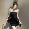 French Celebrity Temperament Suspender Dress Summer New Sexy Celebrity Shoulder Pure Hip Wrap Spice Girl Short Skirt Women
