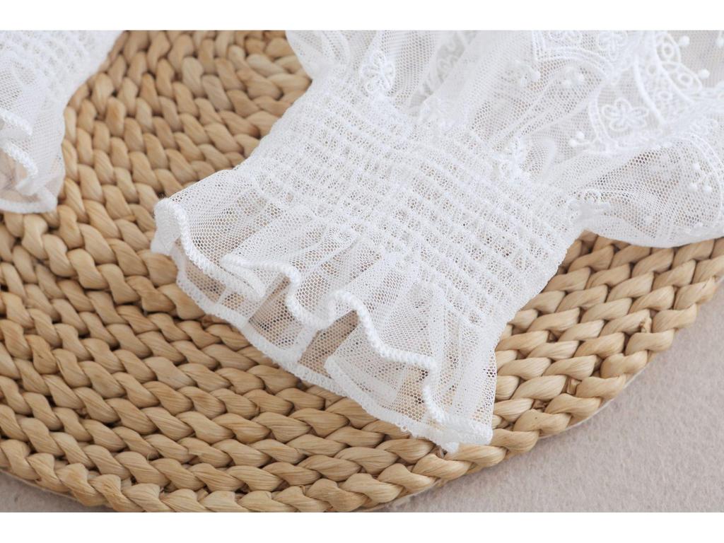 Lace Mesh Embroidered Double-Layer Sleeves with Cuffs 