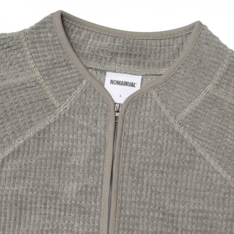 NOMANUAL Heavy Waffle Half Zip Up   Gray
